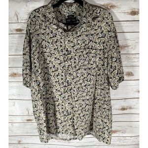 Men's XL Pronto Uomo Short Sleeve‎ Button Up Shirt Leaf Print Casual Hawaiian
